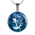 God Is My Anchor Circular Pendant Necklace