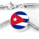 Cuba Flag Love My Country Handmade Stainless Steel Circle Charm Bracelet