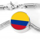 Colombia Flag Love My Country Handmade Stainless Steel Circle Charm Bracelet