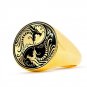 Yin Yang Dragon Handmade 18k Gold Finish Circle Signet Ring