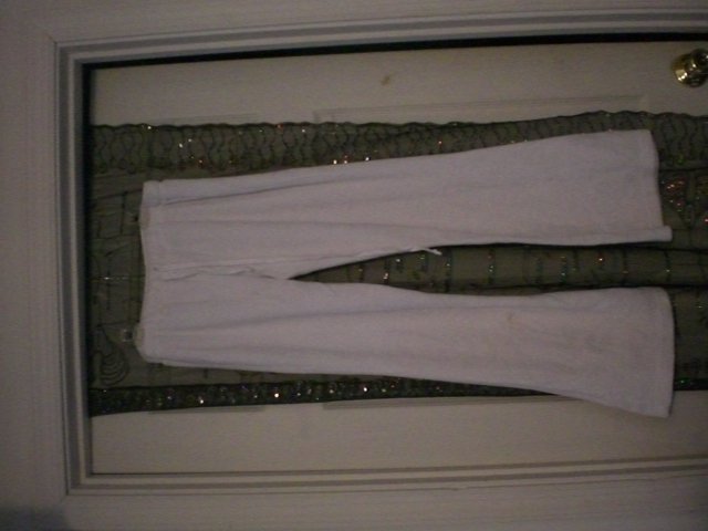 white terry cloth pants