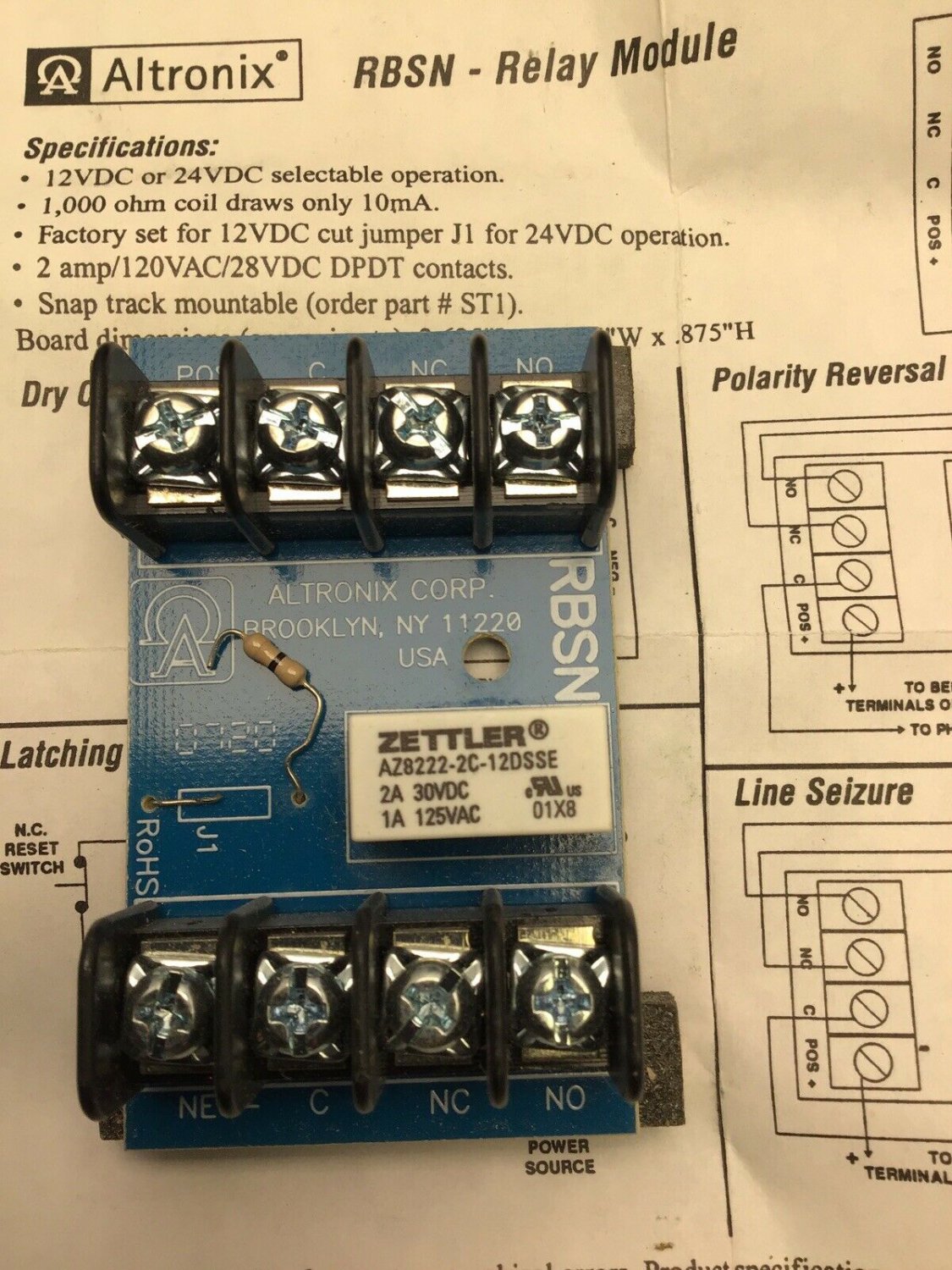 ALTRONIX RBST Relay Module – 6/12/24VDC Operation, DPDT Contacts, 30mA Draw For Low Voltage Switching