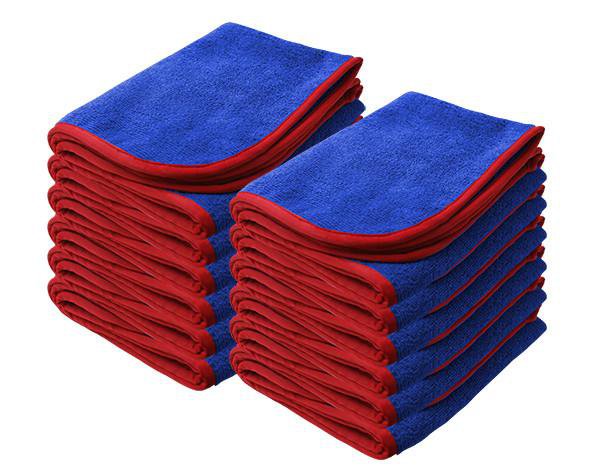 Blue Color Microfiber Auto Wash Towels With Trim Edge 16*24"