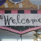Windsport by GANZ Welcome Banner Pink Black Stars  #095752