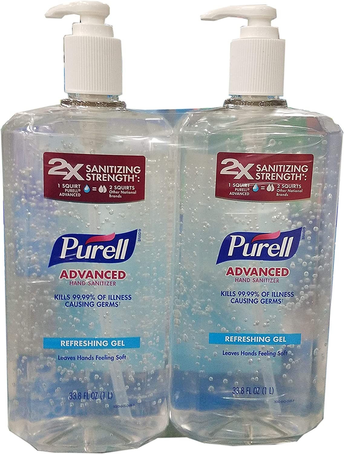 Purell Advanced Hand Sanitizer Refreshing Gel Clean Scent 1 Liter Pump Bottle 2 Pack 1798