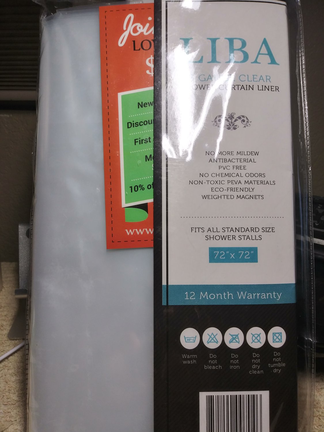 LiBa 3 Gauge Clear Shower Curtain Liner, 1 pack