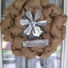 Burlap Welcome Windmill Wreath
