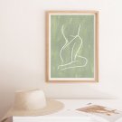 Green wall art, Bohemian Wall Art, Woman Art Print, Minimalist Art