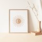 Sun Art Print, Abstract Sun Wall Art, Sun Rays Circle Print
