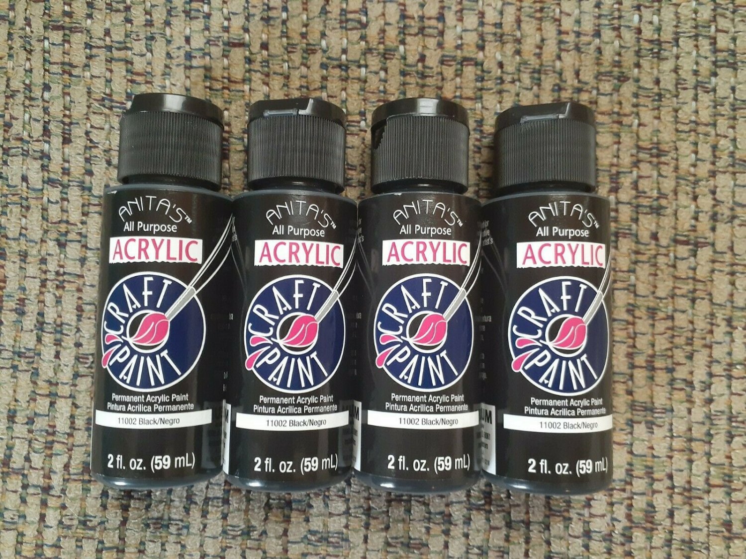 NEW Lot Black Anita's All Purpose Acrylic Paint 2 oz. ea. (8 oz. total) NIB