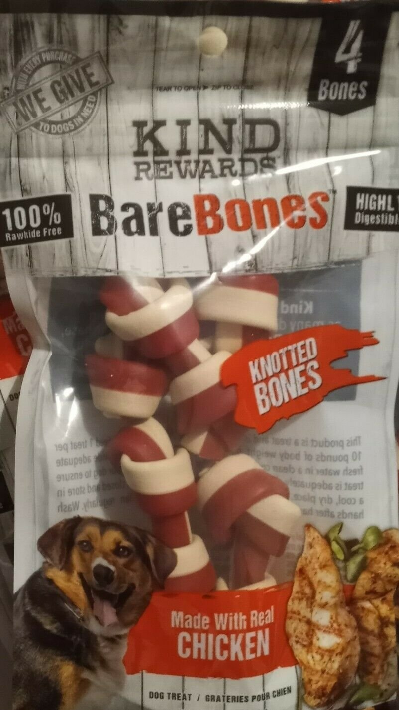 6 Packs (24) Kind Rewards Knotted Bones Chicken Dog Treats 4 pk. x 6