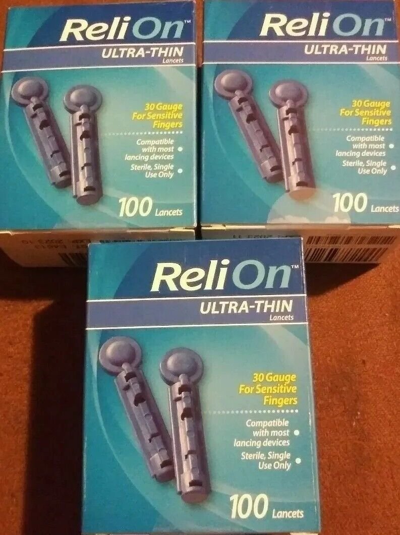 300 ReliOn UltraThin Lancets 30 Gauge Sensitive Fingers exp 2023
