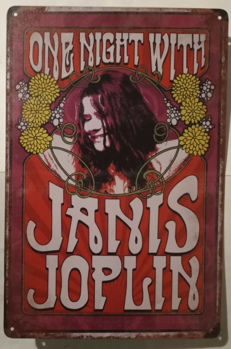 Janis Joplin metal hanging wall sign