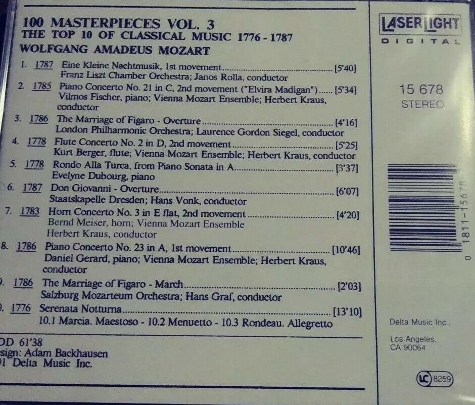 The Top 10 Of Classical Music 1776-1787 CD 1991