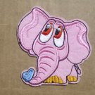 Pink Elephant embroidered Iron on patch