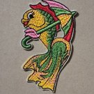 Fish with Umbrella embroidered Iron on patch