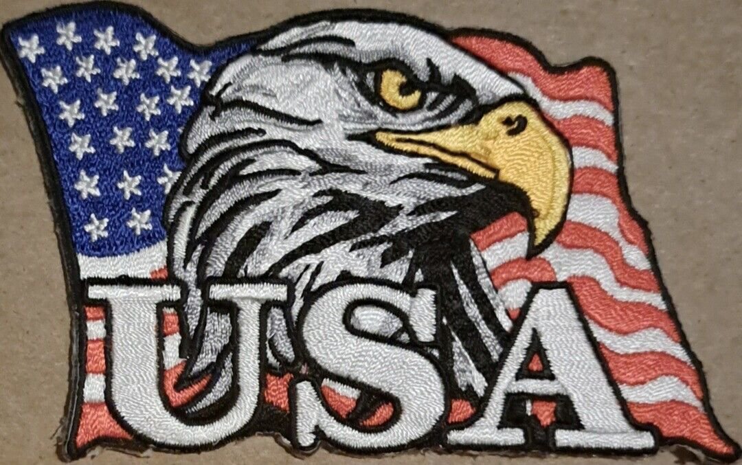USA Flag Bald Eagle embroidered Iron on patch