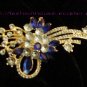 nnc1005 Blue Crystal Flower Golden Pin