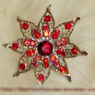 nnc1006 Red Crystal Flower Sliver Pin