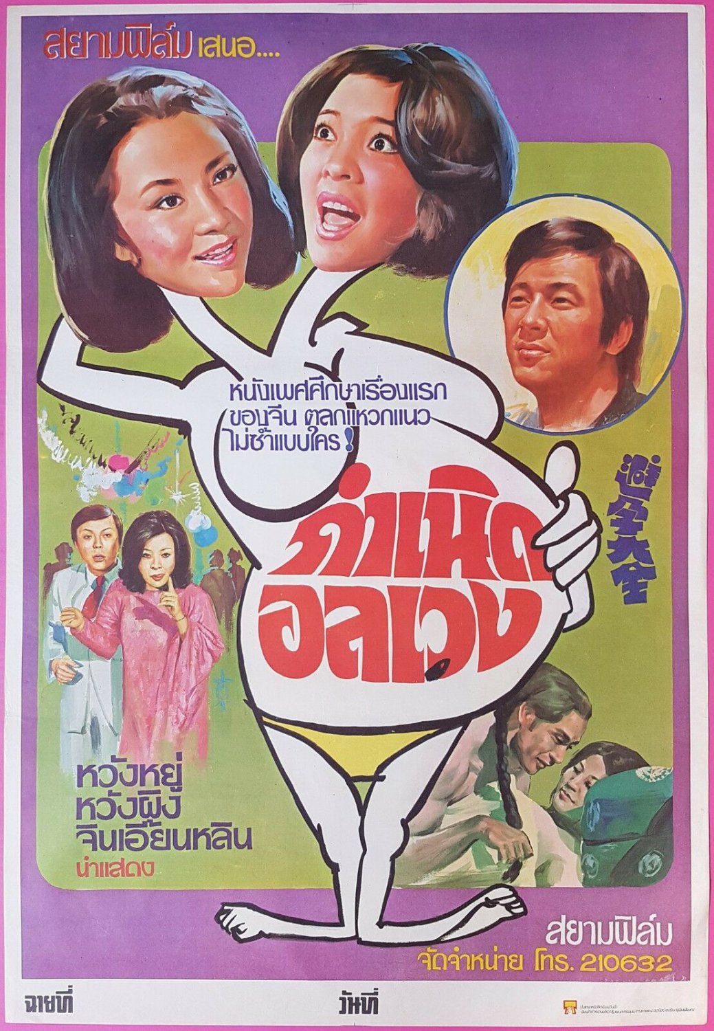 My Father, My Husband, My Son (1974) Thai Movie Poster Wang Yu Original