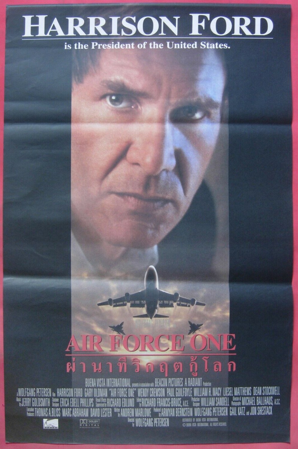 Air Force One (1997) Thai Movie Poster Harrison Ford Original
