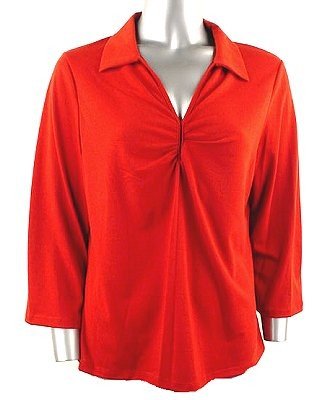 Stretch Knit V-neck Top (Plus Size)-0050BC-JA004-b2b