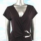 Stretch Knit Surplice Top (Plus Size)-2080BK-BB104-b2b