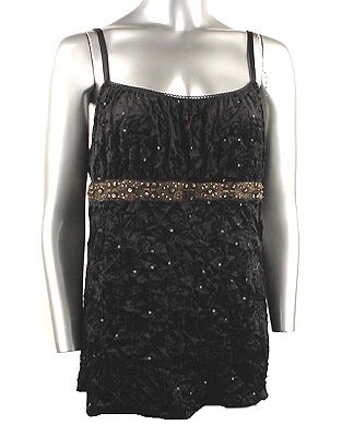 Crushed Stretch Velvet Top (Plus Size)-4576BK-ES208-b2b