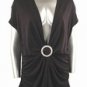 Stretch Knit V-neck Top (Plus Size)-4613BK-ES019-b2b