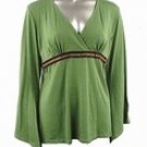 Stretch Knit V-neck Top (Plus Size)-4629GN-ES058-b2b