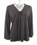 Stretch Knit Keyhole Top (Plus Size)-4644BK-ES528-b2b