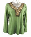 Stretch Knit V-neck Top (Plus Size)-4671GN-ES529-b2b