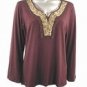Stretch Knit V-neck Top (Plus Size)-4671BR-ES529-b2b