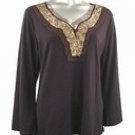 Stretch Knit V-neck Top (Plus Size)-4671BK-ES529-b2b