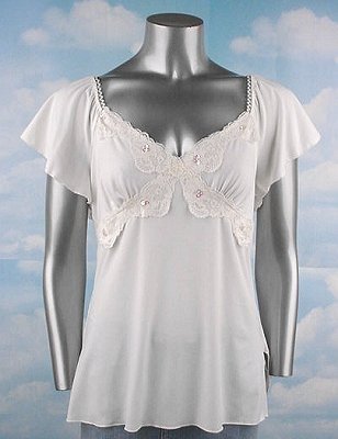 Stretch Knit V-neck Top (Plus Size)-4977IV-ES576-b2b