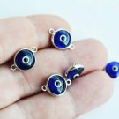 Set Of 10 Blue Evil Eye Charms, Turkish Evil Eye Beads Silver Plated Connectors