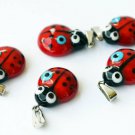 Ladybug Jewelry Glass Pendant Lampwork Ladybug Necklace With Turkish Evil Eye