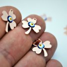 5 pcs 3 Leaves Clover Evil Eye Charms - Evil Eye Findings - 3 Leaves Clover