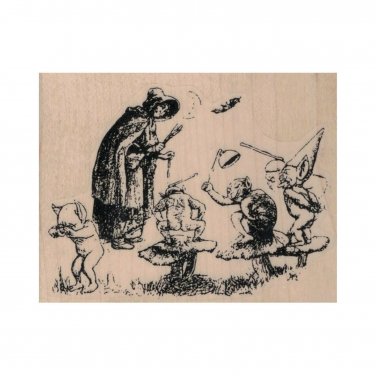 Mounted Rubber Stamp, Witch W/ Familiars, Witchcraft, Magic, Halloween, Witches