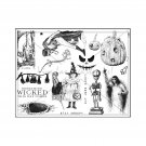 Unmounted/Uncut Rubber Stamp Sheet, Halloween, Frankenstein, Pumpkin, Bats, Cat