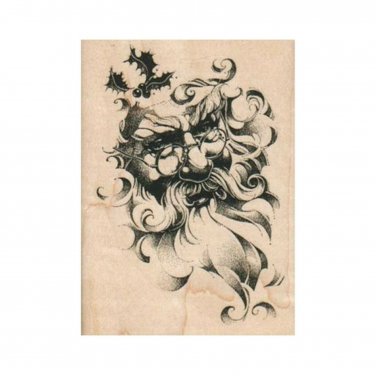 NEW Holly Santa RUBBER STAMP, Santa Claus Stamp, Santa Stamp, Christmas Stamp