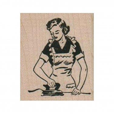 NEW Woman Ironing RUBBER STAMP, Ironing Stamp, Housework Stamp, Retro Lady Stamp