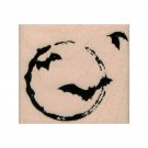 NEW Bats Over Moon RUBBER STAMP, Halloween Stamp, Bat Stamp, Moon Rubber Stamp