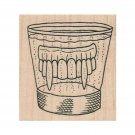 NEW Vampire Teeth in Glass, Halloween Stamp, Vampire Stamp, Funny Stamp