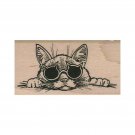 NEW Cat With Kitty Sunglasses RUBBER STAMP, Cat Stamp, Kitty Rubber Stamp