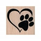 NEW Paw Heart RUBBER STAMP, Dog Stamp, Cat Stamp, Pet Stamp, Animal Lover Stamp