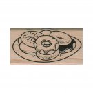 NEW Plate of Doughnuts RUBBER STAMP, Doughnut Stamp, Food Stamp, Breakfast Stamp