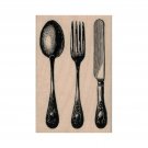 NEW Set of Utensils RUBBER STAMP, Victorian Utensils Stamp, Dining Stamp, Eating