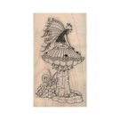 NEW Fairy On Toad Stool RUBBER STAMP, Fantasy Stamp, Fairy Stamp, Fay Stamp
