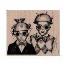 NEW Kids In Futuristic Hats RUBBER STAMP, Kid Stamps, Steampunk Stamps, Space